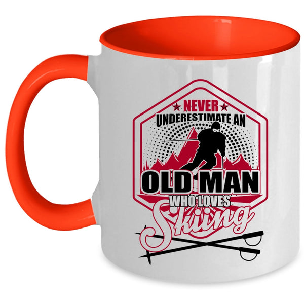Cool Grandpa Coffee Mug, Old Man Loves Skiing Accent Mug