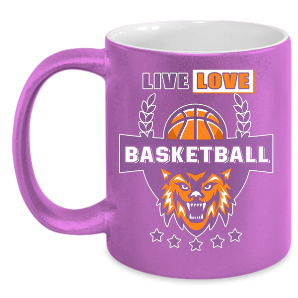 Live Love Basketball Coffee Mug, Cool Basketball Player Coffee Cup