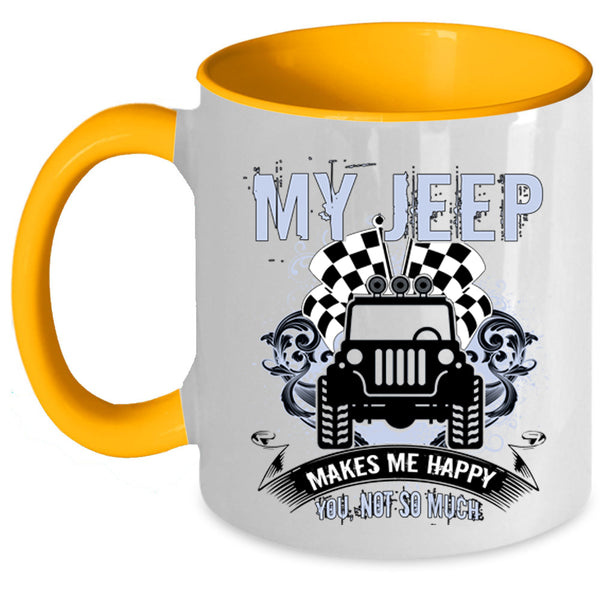 My Jeep Coffee Mug, My Jeep Makes Me Happy Accent Mug