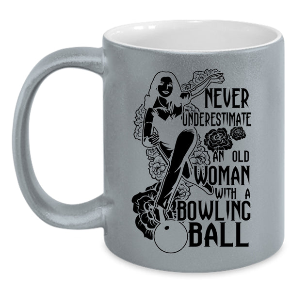 Cool Grandma Coffee Mug, An Old Woman With A Bowling Ball Accent Mug