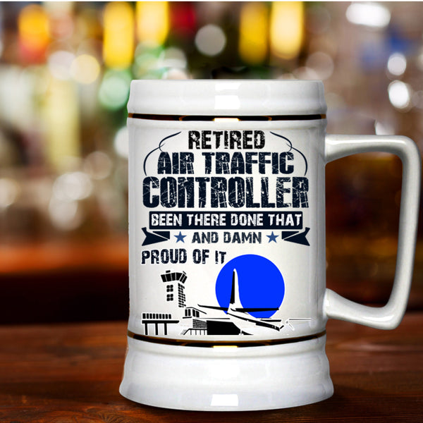 Cool Retirement Beer Stein 22oz, Retired Air Traffic Controller Beer Mug
