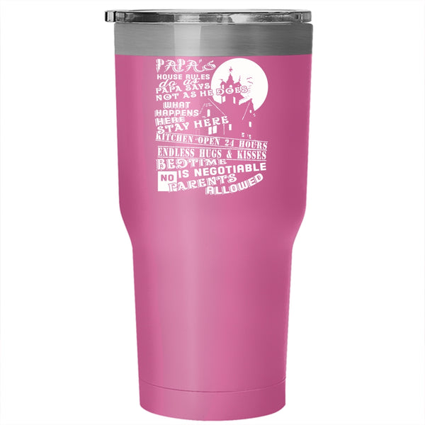Papa's House Rules Tumbler 30 oz Stainless Steel, Gift For Father's Day Travel Mug