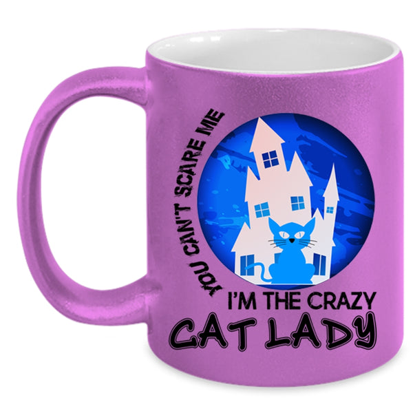 Cool Halloween Coffee Mug, I'm The Crazy Cat Lady Accent Mug
