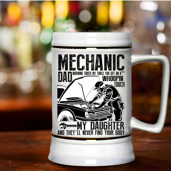 Best Gift For My Daddy Beer Stein 22oz, Mechanic Dad Beer Mug