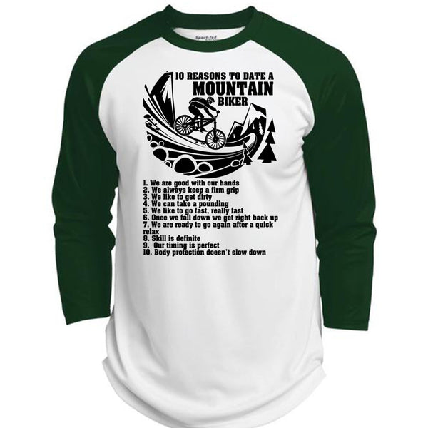 10 Reasons To Date A Mountain Biker T Shirt, I Love Biker T Shirt, Awesome T-Shirts  (Polyester Game Baseball Jersey)