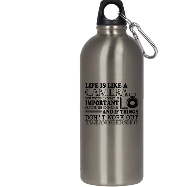 Life Is Like A Camera 20 oz Stainless Steel Bottle,Cute Photographers Outdoor Sports Water Bottle
