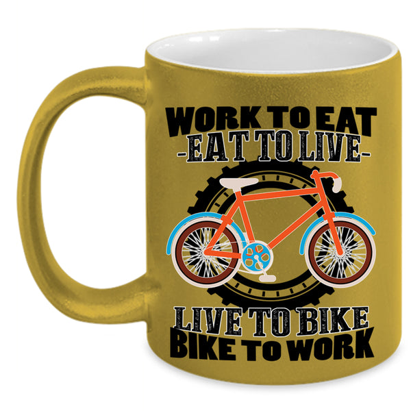 Bike To Work Coffee Mug, Live To Bike Accent Mug