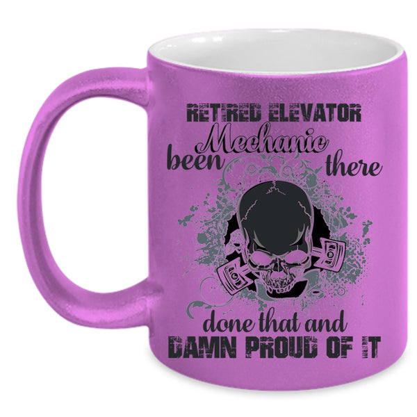 Cool Retirement Coffee Mug, Ritired Elevator Mechanic Accent Mug