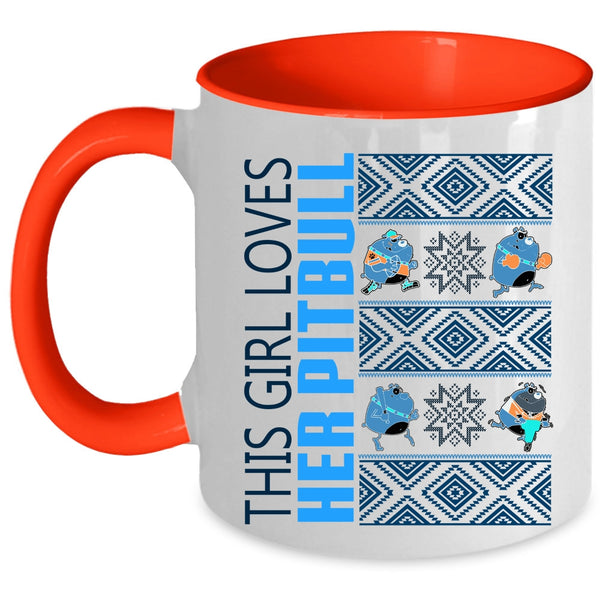 Cute Pit Bull Lover Coffee Mug, This Girl Loves Her Pitbull Accent Mug