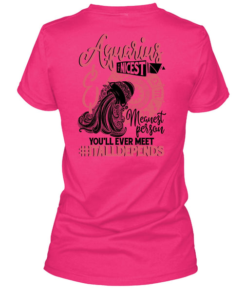 Aquarius Nicest Meanest Person T Shirt, I Love Aquarius T Shirt