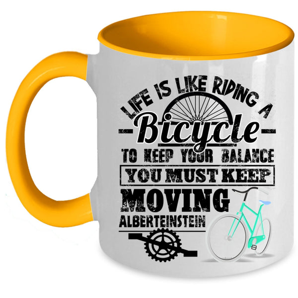 I Love Riding Coffee Mug, Life Is Like Riding A Bicycle Accent Mug