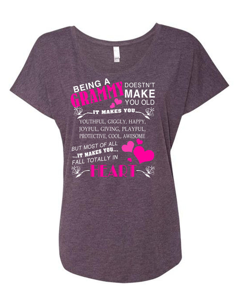 Being A Grammy T Shirt, It Makes You Fall Totally In Heart T Shirt, Cool Shirt (Ladies' Triblend Dolman Sleeve)