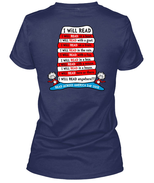 Dr. Seuss T Shirt, I Will Read On Boat T Shirt, The Cat in the Hat T Shirt, I Will Read Anywhere T Shirt