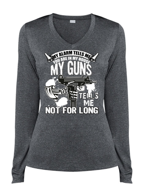 My House My Guns T Shirt, Being A Veteran T Shirt, Cool Shirt (Ladies LS Heather V-Neck)