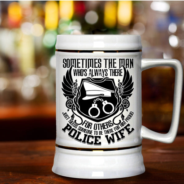 Best Gift For Police Wife Beer Stein 22oz, Proud Police Wife Beer Mug