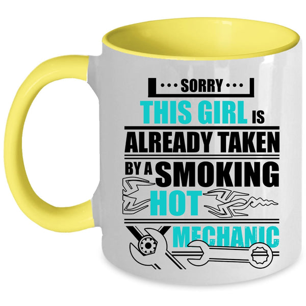 Cool Just Married Coffee Mug, This Girl Is Already Taken A Mechanic Accent Mug