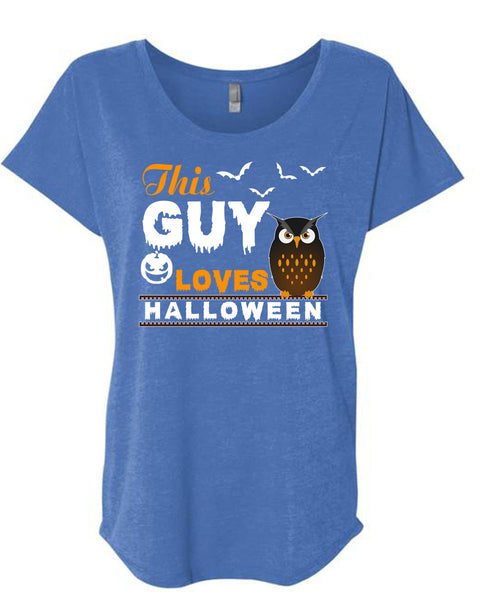 This Guy Loves Halloween T Shirt, I Love You Pumpkin T Shirt, Cool Shirt (Ladies' Triblend Dolman Sleeve)