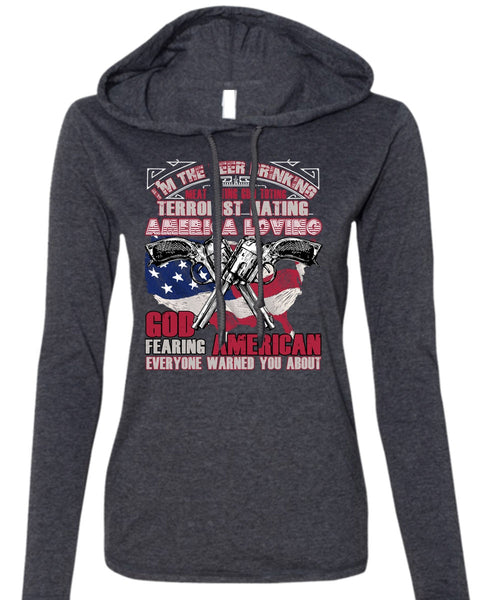 God Fearing American T Shirt, Being A Veteran T Shirt (Anvil Ladies Ringspun Hooded)