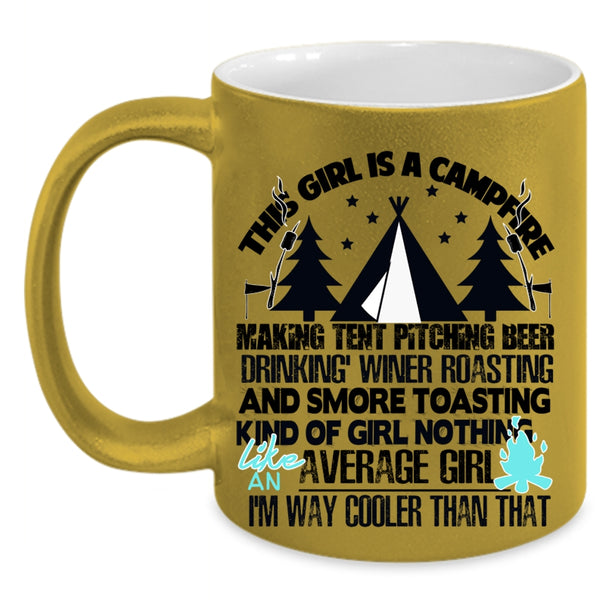 Cool Gift For Daughter Coffee Mug, This Girl Is A Campfire Accent Mug