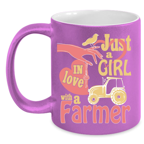 Just A Girl In Love With A Farmer Coffee Mug, Cute Girls Coffee Cup