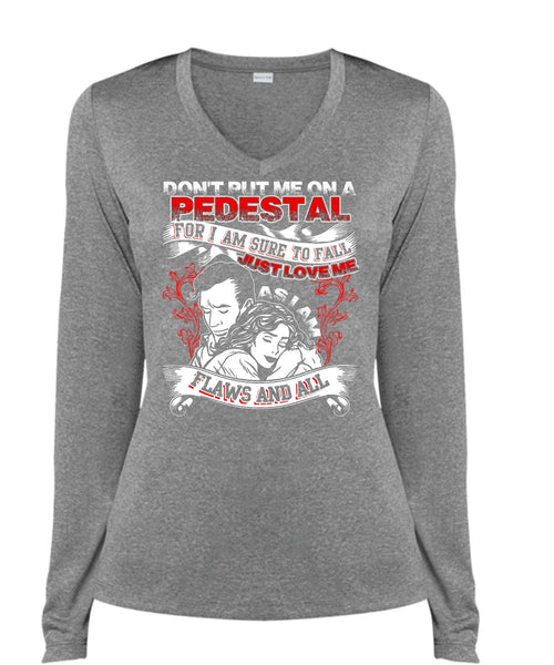 I Am Sure To Fall Just Love Me T Shirt, Being A Husband T Shirt, Cool Shirt (Ladies LS Heather V-Neck)