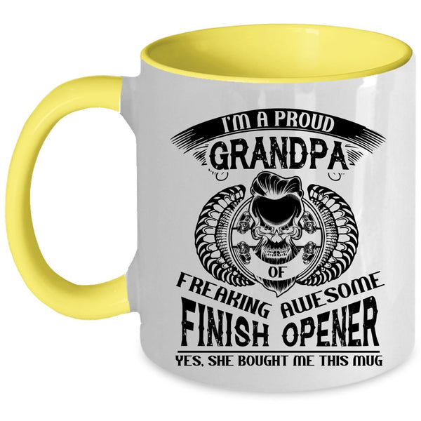 Awesome Grandpa Coffee Mug, I'm A Proud Grandpa Of Finish Opener Accent Mug