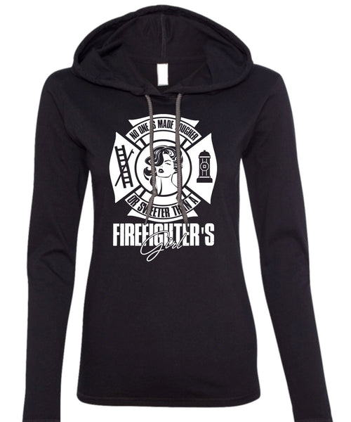 Sweetest Than A Firefighter's Girl T Shirt, Being A Firefighter T Shirt (Anvil Ladies Ringspun Hooded)
