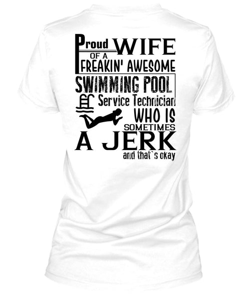 Proud Wife Of A Freaking Awesome Swimming T Shirt, I Love Swimmer T Shirt