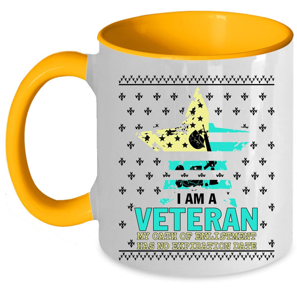 Awesome American Flag Coffee Mug, I Am A Veteran Accent Mug