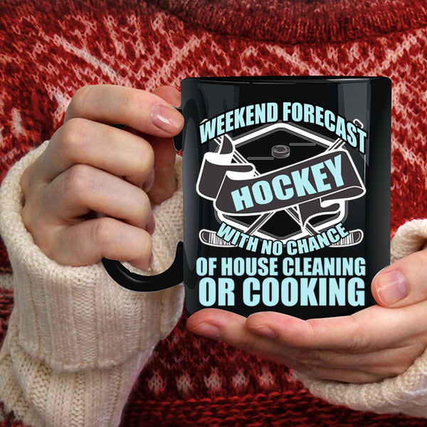 Weekend Forecast Hockey Coffee Mug, Cool Sporty Coffee Cup