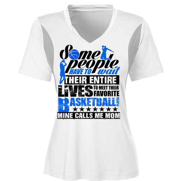 Favorite Basketball T Shirt, Calls Me Mom T Shirt, Cool Shirt (Ladies LS Heather V-Neck)