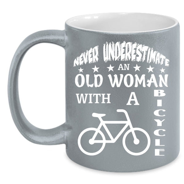 An Old Woman With A Bicycle Coffee Mug, Awesome Grandmother Coffee Cup