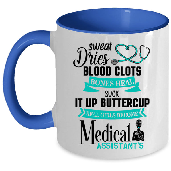 Cute Girls Coffee Mug, Real Girls Become Medical Assistant Accent Mug