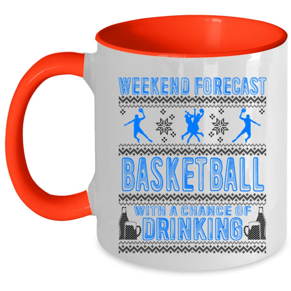 Funny Basketball Player Coffee Mug, Weekend Forecast Basketball Accent Mug