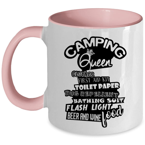 Beer And Wine Coffee Mug, Camping Queen Accent Mug
