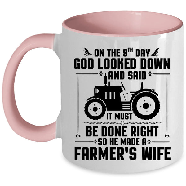 Cool Married Coffee Mug, God Made A Farmer's Wife Accent Mug