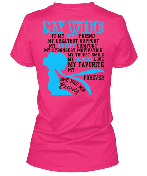 My Wife Is My Best Friend T Shirt, My Biggest Comfort T Shirt, Cool Shirt (Ladies LS Heather V-Neck)