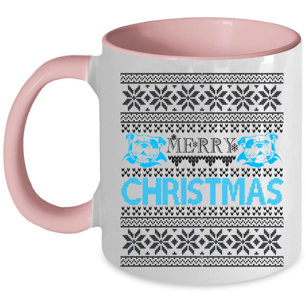 Cute Pit Bull Lovers Coffee Mug, Merry Christmas Accent Mug