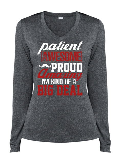 Patient Awesome Proud Amazing T Shirt, Being A Papa T Shirt, Cool Shirt (Ladies LS Heather V-Neck)