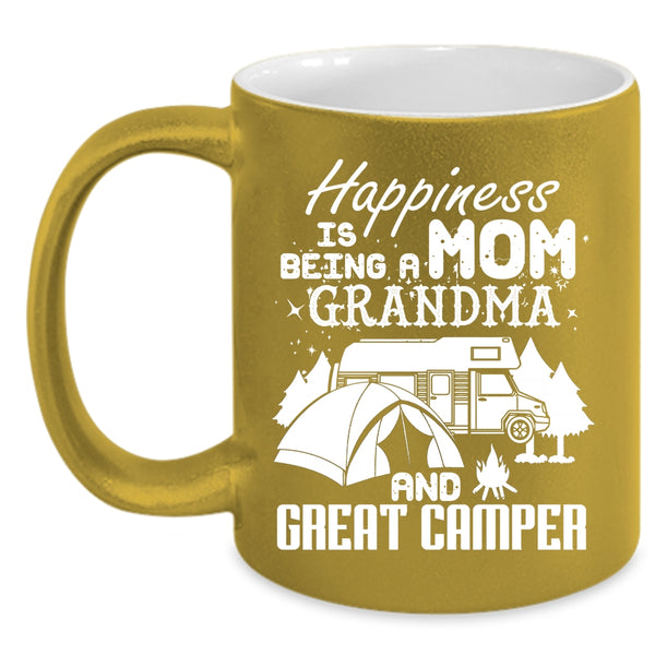 Happiness Is Being A Mom Coffee Mug, Grandma And Creat Camper Coffee Cup