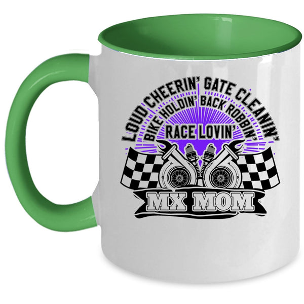 MX Mom Coffee Mug, Bike Holding Race Loving Accent Mug