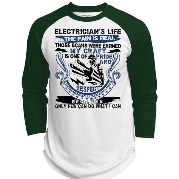 Electrician's Life The Pain Is Real T Shirt, I Love Electrician T Shirt, Awesome T-Shirts  (Polyester Game Baseball Jersey)