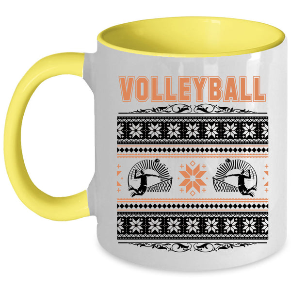 Christmas Family Holiday  Coffee Mug, Volleyball Accent Mug