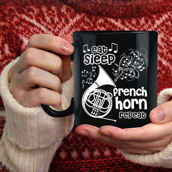 Eat Sleep French Horn Repeat Coffee Mug, Cool Music Coffee Cup