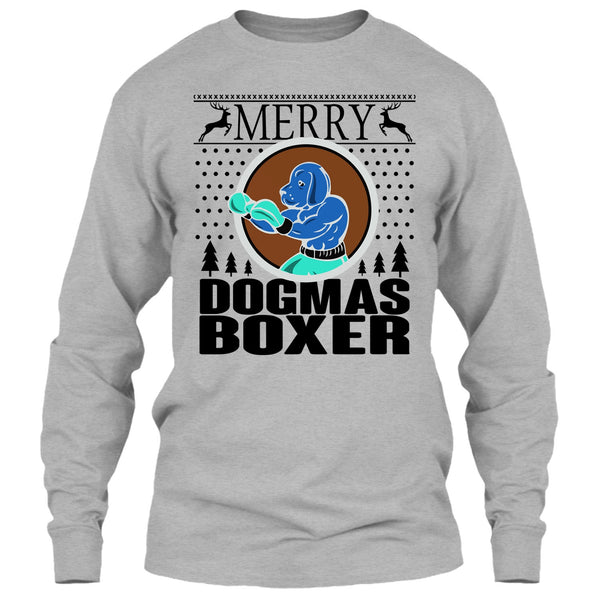 Merry Dogmas Boxer T Shirt, Cool Dog Lover T Shirt