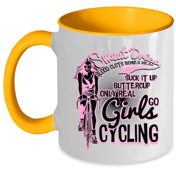 Awesome Girls Coffee Mug, Only Real Girls Go Cycling Accent Mug