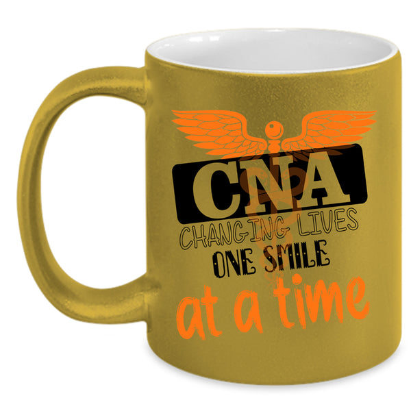 Cool Nurses Coffee Mug, CNA Changing Lives One Smile At A Time Accent Mug