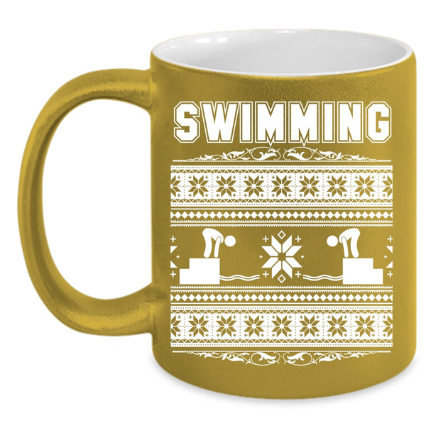 Swimming Coffee Mug, Noel Christmas Coffee Cup