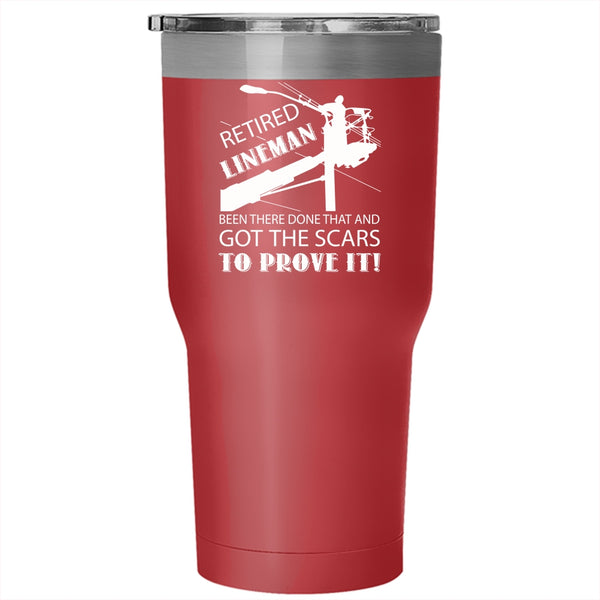 Retired Lineman Tumbler 30 oz Stainless Steel, Cool Gift For Grandpa Travel Mug