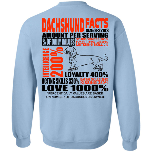 I Love Dachshund T Shirt, Dachshund Facts Sweatshirt